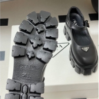 Grade Quality Prada Calf Leather Monolith Platform Mary Janes Shoes 5cm Black 2025 1F080O 1027040