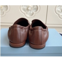 Shop Duplicate Prada Shuffle Antiqued Leather Loafers Cognac Brown 1027052