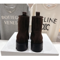 Purchase Prada Suede Platform Booties 5cm with Zip Dark Brown 2025 1T328O 1027058