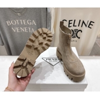 Cheap Prada Suede Platform Booties 5cm with Zip Grey 2025 1T328O 1027059