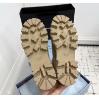 Perfect Prada Suede Platform Booties 6cm with Zip Beige 2025 1T328O 1027061