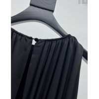 Reasonable Price Saint Laurent Pleated Dress 0814 Black 2025