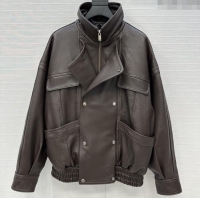 Top Design Saint Laurent Sheepskin Jacket SLP92503 Brown 2025