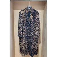 Top Quality Saint Laurent Leopard Print Cashmere Wool Coat YSL110601 Brown 2025