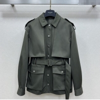 Top Quality Saint Laurent Trench Coat S090411 Green 2025