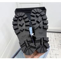 Sophisticated Prada Leather Platform Booties 5cm with Buckle Black 2025 1U187O 1027063