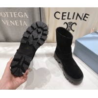 Grade Quality Prada Suede Platform Booties 5cm with Buckle Black 2025 1U187O 1027067