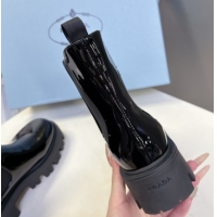 Unique Style Prada Patent Leather Platform Ankle Boots 5cm Black 2025 1T186O 1027083