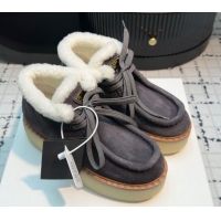 Buy Luxury Prada Suede and Wool Platform Chukka Ankle Boots 5cm Grey 2025 1T716N 1027091