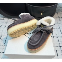 Buy Luxury Prada Suede and Wool Platform Chukka Ankle Boots 5cm Grey 2025 1T716N 1027091