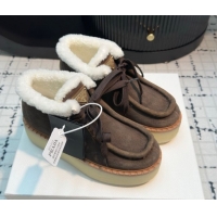 Luxury Prada Suede and Wool Platform Chukka Ankle Boots 5cm Dark Brown 2025 1T716N 1027092