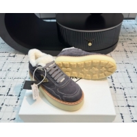 Shop Cheap Prada Suede and Wool Platform Mid-top Sneakers 5cm Grey 2025 1T725N 1027093