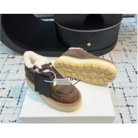 Best Price Prada Suede and Wool Platform Mid-top Sneakers 5cm Dark Brown 2025 1T725N 1027094
