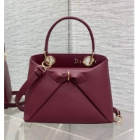Good Cheap Dior Bow Top Handle Bag in Calfskin Leather DR112201 Burgundy 2025