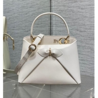 Best Price Dior Bow Top Handle Bag in Calfskin Leather DR112201 White 2025