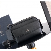 Best Quality Dior Mens CD Icon Zipped Messenger Bag in Grained Calfskin 1122 Black 2025