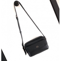 Best Quality Dior Mens CD Icon Zipped Messenger Bag in Grained Calfskin 1122 Black 2025