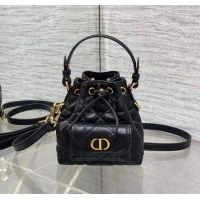 Reasonable Price Dior Caro Nano Bucket Bag in Macrocannage Lambskin S5250 Black 2025
