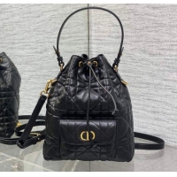 Traditional Specials Dior Small Dior Caro Bucket Bag in Macrocannage Lambskin S5250 Black 2025