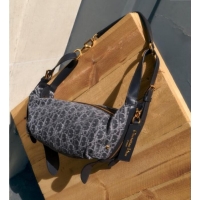 Famous Brand Dior Medium D-Journey Hobo Bag in Grey Denim Oblique Jacquard S2866 2025