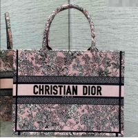 Buy Cheap Dior Lucky Medium Dior Book Tote Bag in Pink Multicolor Flowers Calendar Allover Embroidery D2053 2025