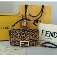 Best Price Fendi Baguette Mini Bag in Leopard Printed Mohair 8691S 2025