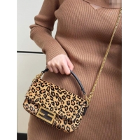 Best Price Fendi Baguette Mini Bag in Leopard Printed Mohair 8691S 2025