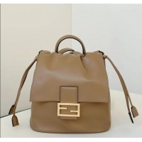 Grade Quality Fendi Backpack Bag in Leather 8689 Beige 2025