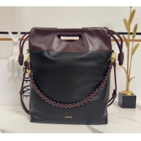Best Grade Loewe Flamenco Purse Tote Bag in Mellow Nappa Lambskin Leather 012551 Black/Dark Chestnut 2025