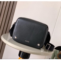 Well Crafted Loewe Medium Pebble messenger bag in smooth calfskin 9094 Black 2025