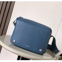 Best Quality Loewe Medium Pebble messenger bag in supple grained calfskin 9094 Indigo Blue 2025