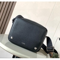 Buy Classic Loewe Medium Pebble messenger bag in supple grained calfskin 9094 Black 2025