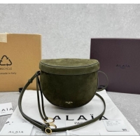 Top Grade Alaia Hip Belt Bag in Nubuck Leather 4495 Green 2025