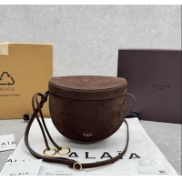 Luxury Discount Alaia Hip Belt Bag in Nubuck Leather 4495 Brown 2025