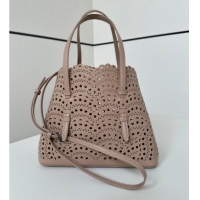 Reasonable Price Alaia Mina Tote Bag in Vienne Openwork Leather 8819L Pink 2025