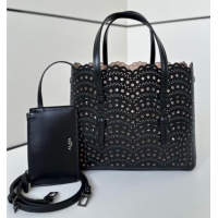Promotional Alaia Mina Tote Bag in Vienne Openwork Leather 8819L Black 2025