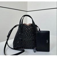 Super Quality Alaia Mina Tote Bag in Vienne Openwork Leather 8819S Black 2025