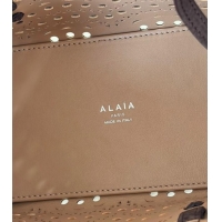 Top Grade Alaia Mina Tote Bag in Vienne Openwork Suede 8819S Dark Brown 2025