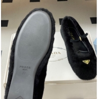 Stylish Prada Shearling ballerinas flat Black 2025 1F159O 1027098