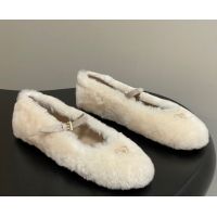 Purchase Prada Shearling ballerinas flat White 2025 1F159O 1027099