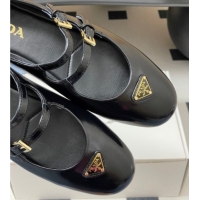 Grade Quality Prada Patent Leather ballerinas flat with Double Buckle Black 2025 1F794N 1027101