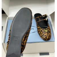 Luxurious Prada Leopard Print Mohair Mules flat with Double Buckle 2025 1F794N 1027104