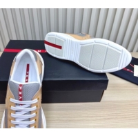 Charming Prada Men's America's Cup Bike Patent Leather and Fabric Sneakers Nude 3E6420 1027113