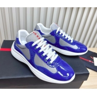 Perfect Prada Men's America's Cup Bike Patent Leather and Fabric Sneakers Blue2 2025 3E6420 1027114