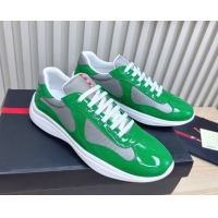 Unique Style Prada Men's America's Cup Bike Patent Leather and Fabric Sneakers Green2 2025 3E6420 1027115
