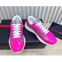 Buy Luxury Prada Men's America's Cup Bike Patent Leather and Fabric Sneakers Dark Pink 2025 3E6420 1027118