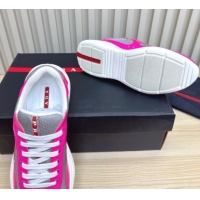 Buy Luxury Prada Men's America's Cup Bike Patent Leather and Fabric Sneakers Dark Pink 2025 3E6420 1027118