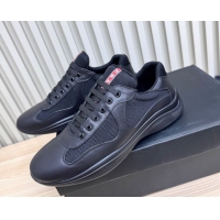 Buy Discount Prada Men's America's Cup Bike Calf Leather and Fabric Sneakers Black 2025 3E6420 1027119