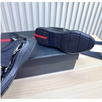 Most Popular Prada Men's America's Cup Bike Patent Leather and Fabric Sneakers Black 2025 3E6420 1027121
