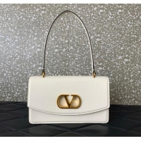 Best Price Valentino Vain Shoulder Bag With Handle In Shiny Calfskin Leather 2017 White 2025